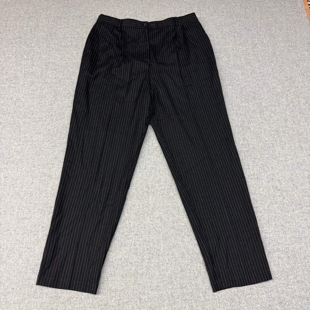 Sag Harbor Pinstripe Dress Pants Size 18 Black White Pleated High Rise Tapered